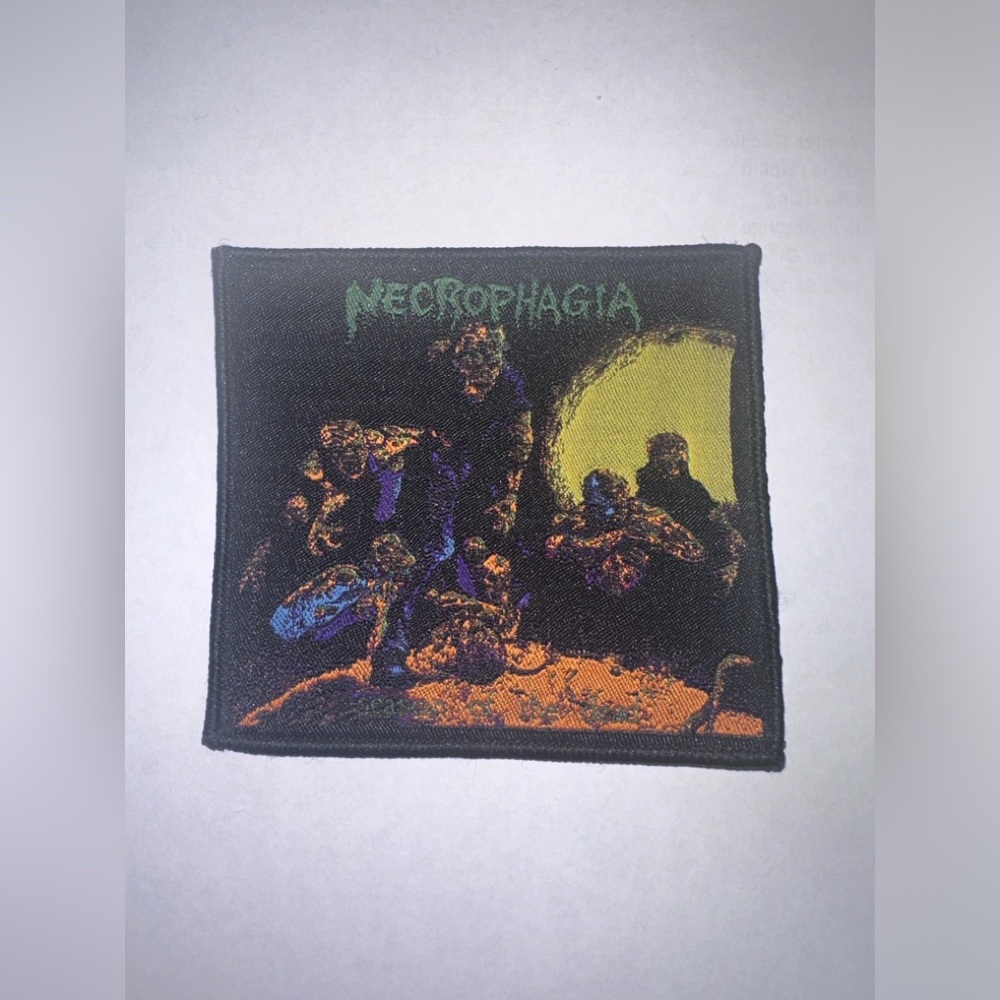 NECROPHAGIA, SEASON OF THE DEAD, BLACK BORDER, SEW ON WOVEN PATCH
